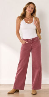 Wild Fable Women Low-Rise Wide Leg Jeans Burgundy Rose 100% Cotton Size 8R NWT Photo 0