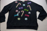 Margaux & Lexi Sweatshirt Women L Black Candy Sequin Christmas Sweater Photo 0