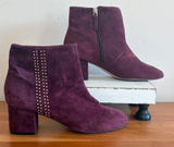 White House Black Market Zeek Plum Suede Studded Block Heel Ankle Boots 7.5M Photo 0