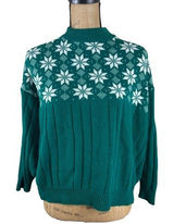American Vintage Vintage American Pride Mock Neck Christmas Sweater Green Snowflake Size Large Photo 0