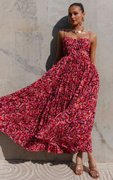 NWT Petal & Pup Achanti‎ Pleated Maxi Dress Pink Multi XS Wedding Guest Feminine Photo 0