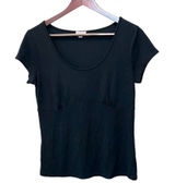 Ann Taylor Women's Black Scoop Neck Short Sleeve Top Size S Career Gothic Photo 0