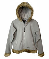 Marmot Softshell Jacket Women Medium Gray Faux Fur Trim Hooded Full‎ Zip Outdoor Photo 0