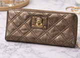 Marc‎ Jacobs Quilted Metallic Bronze Leather Zip Around Continental Wallet Photo 0