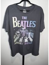 The Beatles Abbey Road Graphic T-Shirt Women's XXL Rhinestone Band Faded Black Photo 0