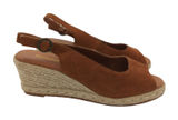 Barbour Nadia Women's Brown Suede Espadrille Wedge‎ Slingback Sandals US 8 UK 6 Photo 0