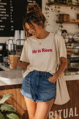 Next Level Apparel He Is Risen Christian Graphic T Shirt Jesus Image Easter Tee Large Photo 0