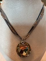 LOFT Multi-Strand Necklace with -Gold Faceted Pendant Photo 0