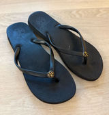 Tory Burch Black Flip Flop Sandals with Gold Logo Photo 0