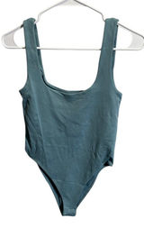 A New Day XS Teal Bodysuit Square Neck Sleeveless Stretchy Photo 0