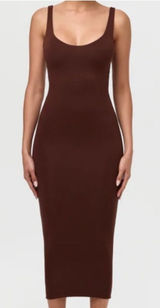 Naked Wardrobe Sculpt Tank Midi Dress in Chocolate Brown size Large NEW $68 Photo 0