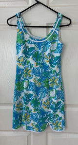 Lilly Pulitzer Blue Citrus Print Shift Sleeveless Resort Dress Lola XS Photo 0