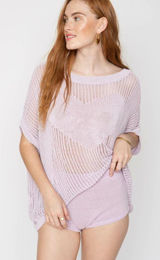 NWT Callahan Knitwear x Revolve Lilac Purple Heart Open Knit Top Brief Short Set Photo 0