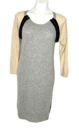CLUB MONACO Knit Sweater Color Block Dress Grey‎ Cream Navy Size Medium Zipper Photo 0