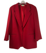 LL Bean Womens Red Wool Single Button Blazer Jacket Made in USA Size 16R Photo 0