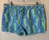 Vineyard Vines Palm Leaf Print Shorts Size Medium Green Blue Photo 0