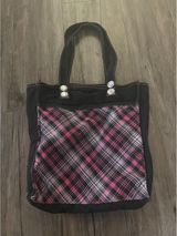 Vintage Pink Plaid Canvas Tote Bag Small Rhinstone Y2K Photo 0