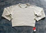 NWT! Cider White Relaxed Fit Cropped Crewneck Knit Sweater Women's Large Photo 0