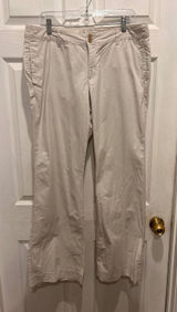 Old‎ Navy Womens Khaki Wide Leg Chino Pants Size 12 Beige Cotton Ripstop Casual Photo 0