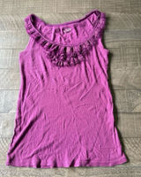 Ann Taylor Loft Women's Purple Sparkly Ruffle Neckline Ribbed Tank Size Medium Photo 0