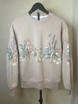 Disney Bambi Sweatshirt XXS Tan‎ Thumper Flower Graphic Crewneck Photo 0