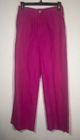 Polo Ralph Lauren Magenta Pink Linen Blend Wide Leg Pants 2 High‎ Rise Trousers Photo 0