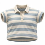 Altar’d State Womens Medium Cropped Rugby Polo Shirt Blue‎ & White Striped Photo 0