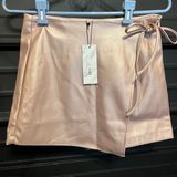 Strut & Bolt‎ Faux Leather Wrap Mini Skort Women's Small Pink Tie Waist Photo 0