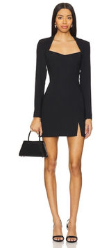 Amanda Uprichard NWT Katana Dress Womens Large‎ Black Mini Square Neck LBD L/S Photo 0
