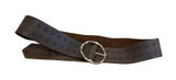 Vintage Womens Brown Leather Belt With Silver-Tone Circular Buckle 35" Length SK Photo 0