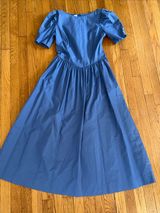 Laura Ashley Vintage v waist puff sleeve Classic Blue women's midi maxi dress 8 Photo 0