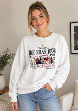 Taylor Swift The Eras Tour Graphic Sweatshirt White Gildan Heavy Blend Medium Photo 0