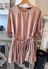 Aakaa Pink Satin Dress‎ with Rope Tie Waistband Size Small Photo 0