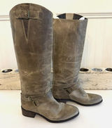 Source Unknown Charles David Boots Womens Size‎ 7.5 Taupe Leather Riding Knee High Made Italy Photo 0