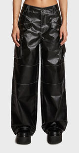 Edikted Faye Faux Leather‎ Cargo Pants Photo 0