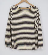 Gap Womens XL Striped Long Sleeve Boat Neck Cotton Tee Cream Black Photo 0