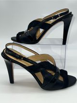 Cole Haan Women's Strappy High Heel Black Leather, Patent and Suede Sandals-Sz 9 Photo 0