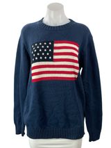 Brandy Melville Women's Dark Blue Long Sleeves American Flag Knit Sweater Top M Photo 0