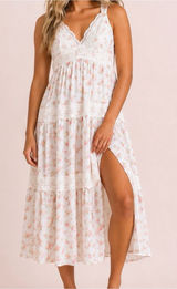 NEW Altar’d State White Floral Midi / Maxi Dress Size Medium NWT Photo 0