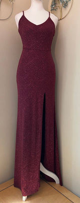 Windsor Burgundy Wine Keira Glitter Knit High Slit Formal Dress Size 1 / 2 Photo 0