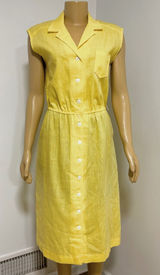 Melissa Lane Yellow Button‎ Front Sleeveless Shirt Dress Midi Knee Length Medium Photo 0