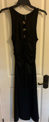 Anthropologie Black Maxi Dress with Gold Button Accents Photo 0