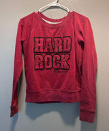 Hard Rock Cafe Hollywood Sweatshirt Red Crewneck Embroidered Pullover Women XS Photo 0