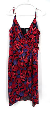 Worthington Red and Purple Floral Midi Dress Photo 0