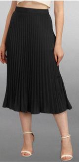 Bardot Pleated Midi Skirt Black Womens 4 XS Accordion Pleats A-Line High Rise Photo 0