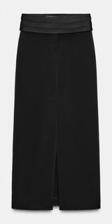 Zara Tuxedo Pencil Skirt Medium Black Satin Cumber-bun Cocktail Office Siren Photo 0