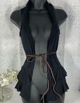 Belle du Jour Black Sweater Vest with Rope Belt Photo 0