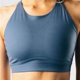 Alphalete Alphalux Sports Bra Women XS Supreme‎ Blue High Neck Racerback Gym Top Photo 0