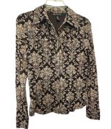 INC International Concepts Black and Cream Floral Shirt Photo 0