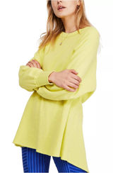 We The Free People Womens Small Amelia Tunic Thermal‎ Oversized Split Back Green Photo 0